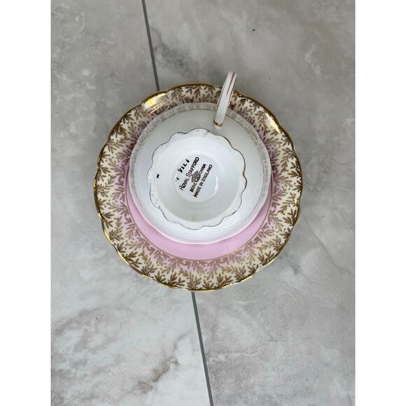 Pink Royal Stafford Teacup and Saucer, Antique Tea Cups Vintage Floral - Picture 11 of 13